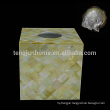 Golden Mother of Pearl Decorate Tissue Box with Full Cover